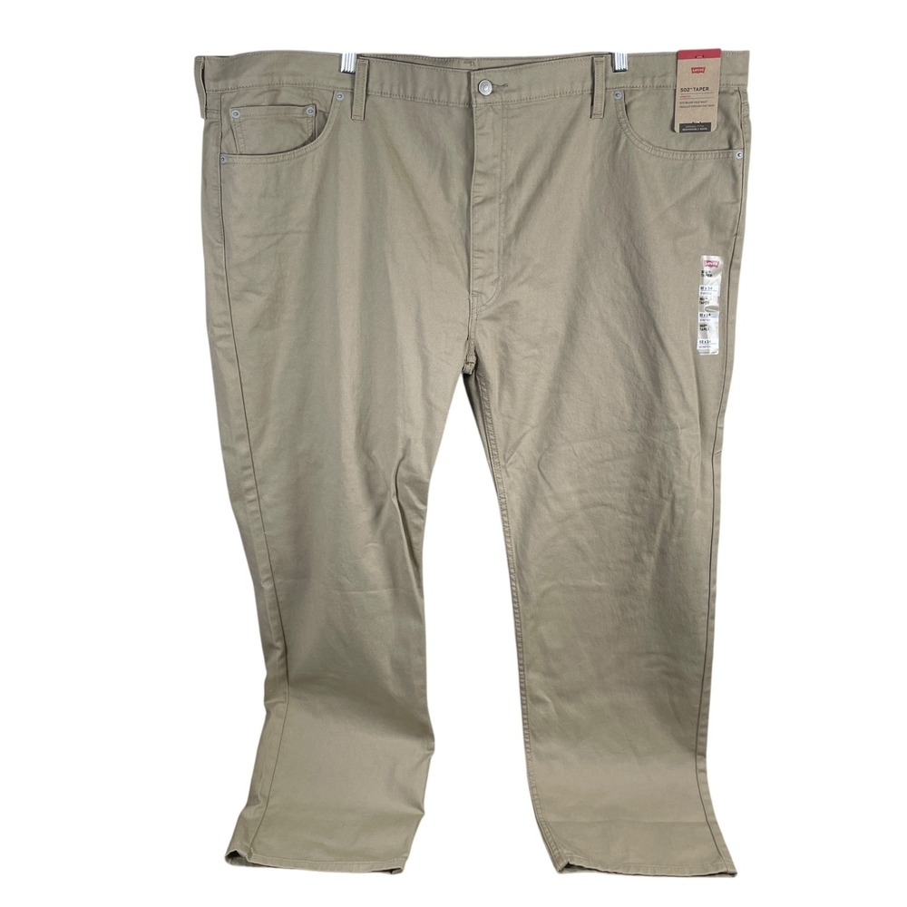 New Levis 502 Taper Jeans Mens (Actual 52x33) Beige Stretch Cotton Blend $79.50